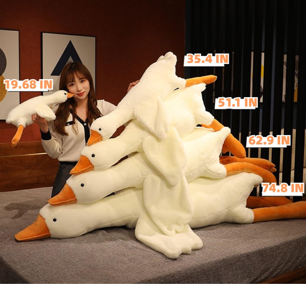 Giant Goose Stuffed Animal, 62.9 Inch Soft Goose Plush Pillow, Cute Duck Plush Toy Swan Plushie Doll Sleeping Hugging Pillows Gi